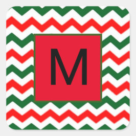 Adesivo Quadrado vinheta verde e vermelha inicial personalizada