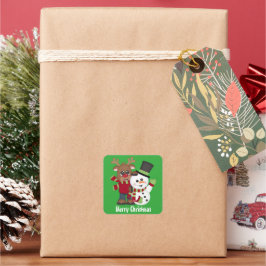 Adesivo Quadrado Vinheta verde Natal