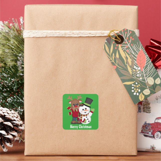 Adesivo Quadrado Vinheta verde Natal (Feriado)