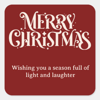 Adesivo Quadrado Vinheta vermelha de Natal feliz
