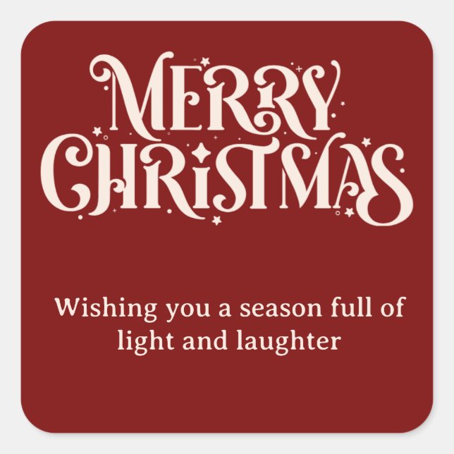 Adesivo Quadrado Vinheta vermelha de Natal feliz (Frente)