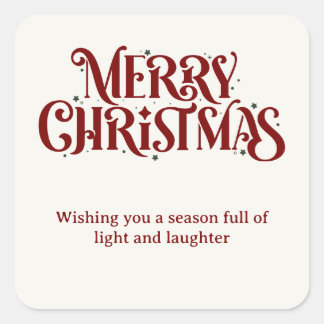 Adesivo Quadrado Vinheta vermelha de Natal feliz