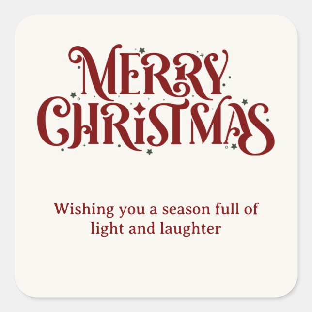 Adesivo Quadrado Vinheta vermelha de Natal feliz (Frente)