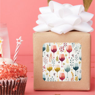 Adesivo Quadrado Vinheta-vinheta-de-vinho