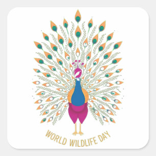 Adesivo Quadrado Vinheta WILDLIFE DAY MUNDIAL