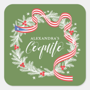 Adesivo Quadrado Vinheta Wreath de Natal Coquito