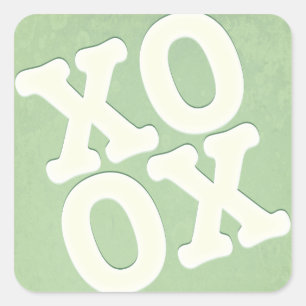 Adesivo Quadrado Vinheta XOXO/Selo de envelope   Verde