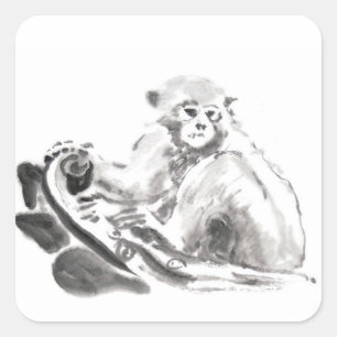 Adesivo Quadrado Vinheta Zodiodiac de Ano com Pintura Original