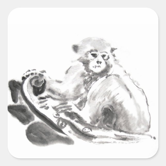 Adesivo Quadrado Vinheta Zodiodiac de Ano com Pintura Original (Frente)