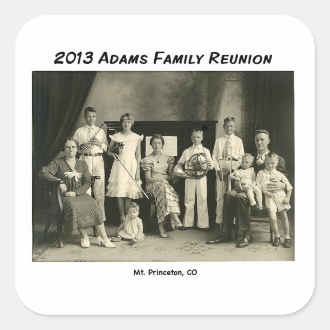 Adesivo Quadrado Vinhetas com imagem de família (Frente)