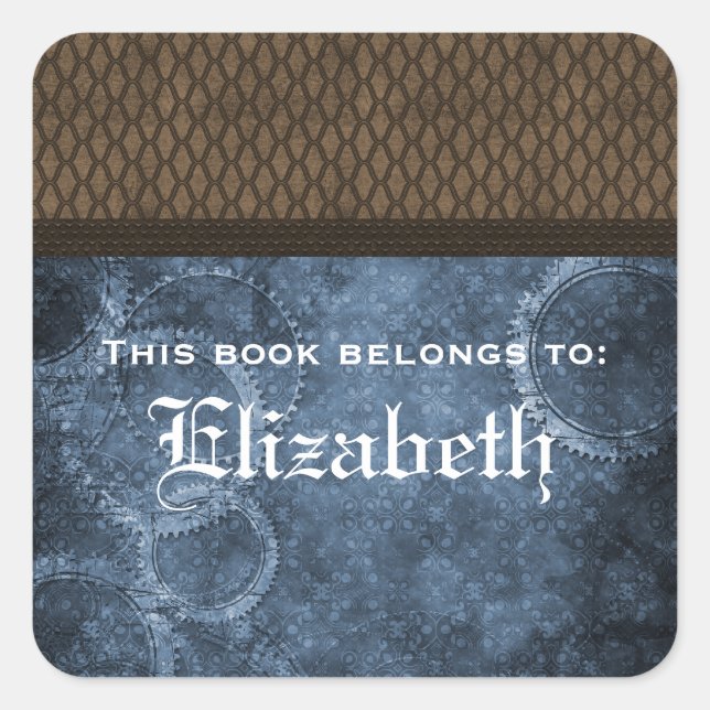 Adesivo Quadrado Vinhetas com placas de metal, azul (Frente)