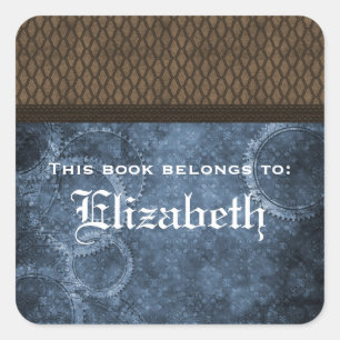 Adesivo Quadrado Vinhetas com placas de metal, azul