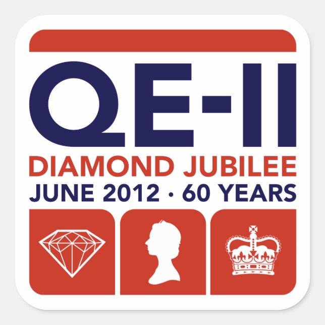Adesivo Quadrado Vinhetas comemorativas de Diamond Jubilee (Frente)