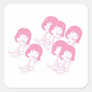 Adesivo Quadrado Vinhetas cor-de-rosa