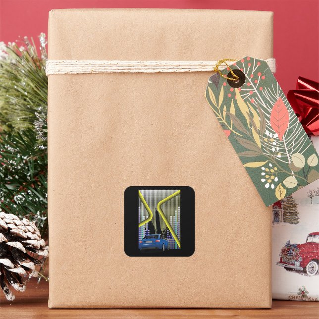 Adesivo Quadrado Vinhetas da cena da cidade (Criador carregado)