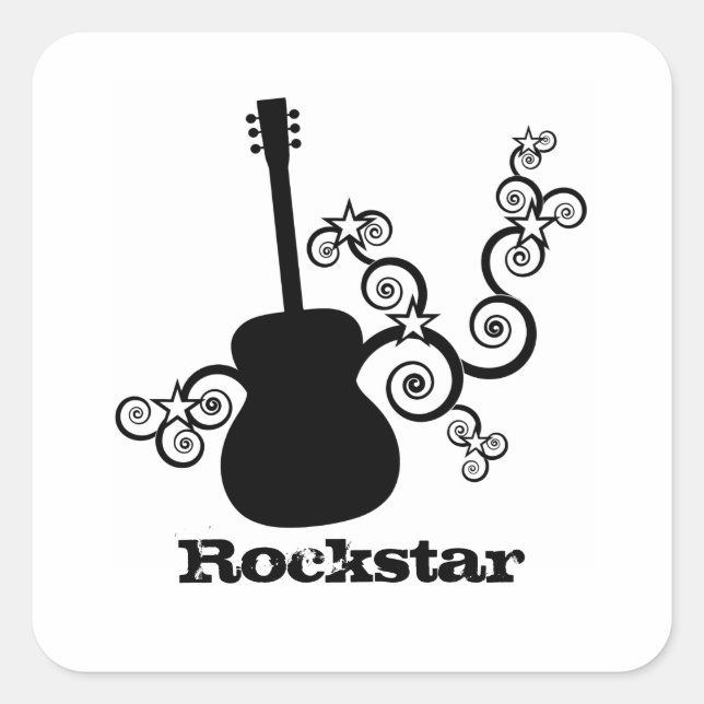 Adesivo Quadrado Vinhetas da Praça da Guitarra Rockstar (Frente)
