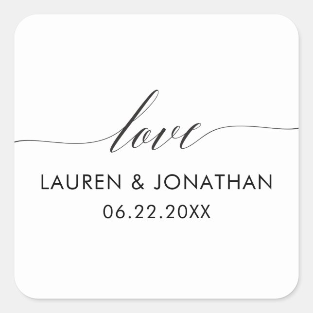 Adesivo Quadrado Vinhetas De Amor, Vinhetas De Favor De Casamento,  (Frente)