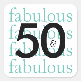 Adesivo Quadrado Vinhetas de aniversário de 50 e fabulosas marcos