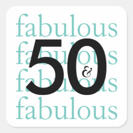 Adesivo Quadrado Vinhetas de aniversário de 50 e fabulosas marcos