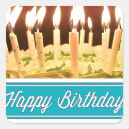 Adesivo Quadrado Vinhetas de aniversário felizes e selos de envelop