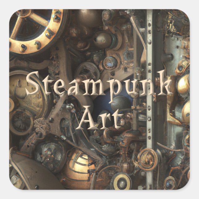 Adesivo Quadrado Vinhetas de Arte Steampunk (Frente)