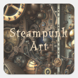 Adesivo Quadrado Vinhetas de Arte Steampunk