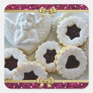 Adesivo Quadrado Vinhetas de biscoitos de Natal