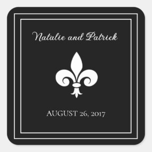 Adesivo Quadrado Vinhetas de Casamento Black Fleur de Lis