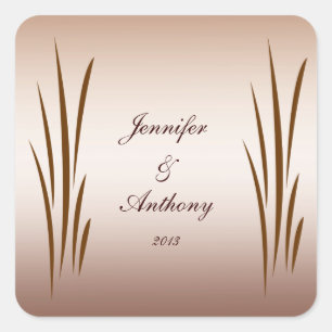 Adesivo Quadrado Vinhetas de Casamento de Colheita de Outono
