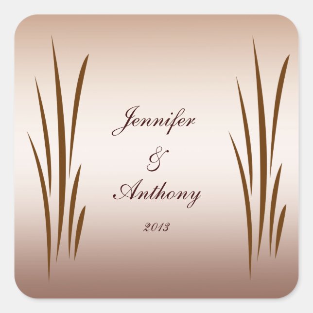Adesivo Quadrado Vinhetas de Casamento de Colheita de Outono (Frente)