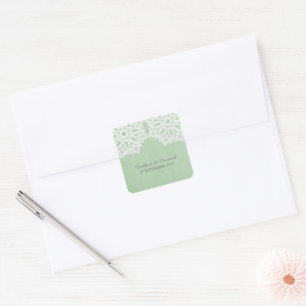 Adesivo Quadrado Vinhetas de Casamento de Locais Elegante Verde