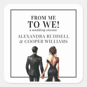 Adesivo Quadrado Vinhetas de Casamento de Marca Favoráveis Pretas e