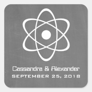 Adesivo Quadrado Vinhetas de Casamento de Painéis Atômicos de Ivory