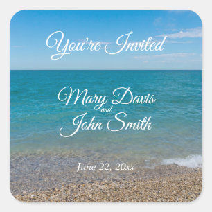 Adesivo Quadrado Vinhetas de Casamento de Paraíso Azul