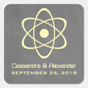 Adesivo Quadrado Vinhetas de Casamento de Quadro Atômico Amarelo