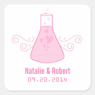 Adesivo Quadrado Vinhetas de Casamento de Química Suave Rosa