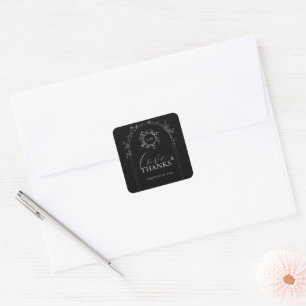 Adesivo Quadrado Vinhetas de Casamento Elegante Preto de Luxo