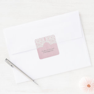 Adesivo Quadrado Vinhetas de Casamento Elegante Rosa