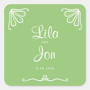 Adesivo Quadrado Vinhetas de Casamento Personalizado Tuberose