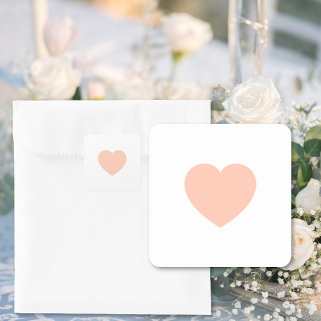 Adesivo Quadrado Vinhetas de Casamento Simples e Bonitas (Cute Simple Heart Wedding Stickers)