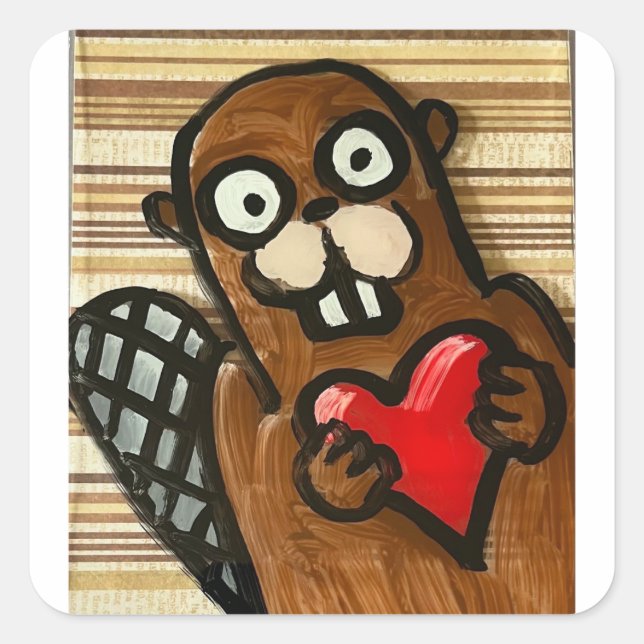 Adesivo Quadrado Vinhetas de castor (Frente)