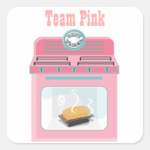 Adesivo Quadrado Vinhetas de Chá de fraldas "Arma no forno"