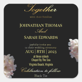 Adesivo Quadrado Vinhetas de Convite Formal Preto E Dourado