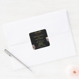 Adesivo Quadrado Vinhetas de Convite Formal Preto E Dourado