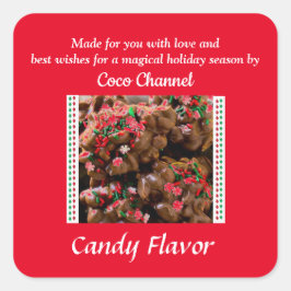 Adesivo Quadrado Vinhetas de embalagens de doces de Natal caseiras