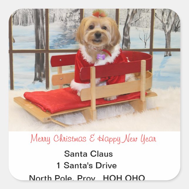 Adesivo Quadrado Vinhetas de Endereços de Natal (Frente)