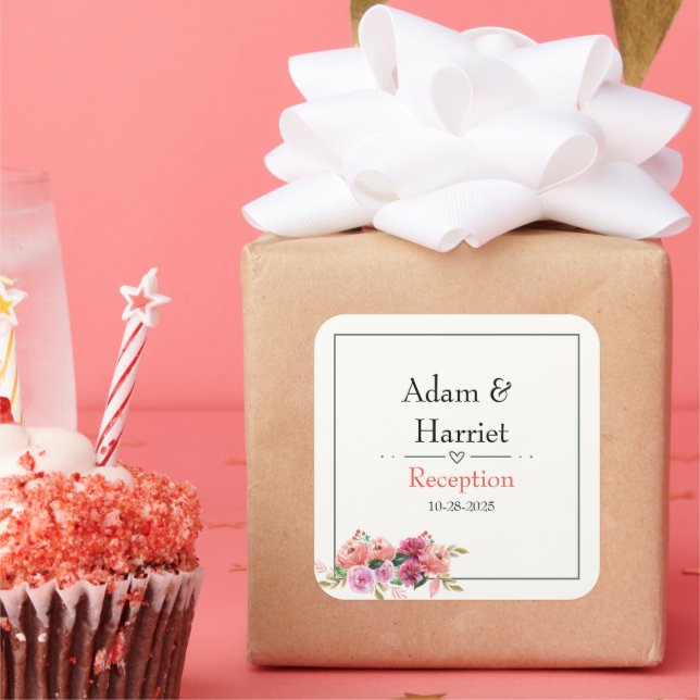 Adesivo Quadrado Vinhetas de favor de casamento (Festa)