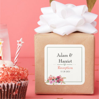 Adesivo Quadrado Vinhetas de favor de casamento