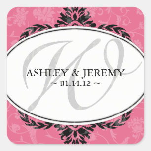 Adesivo Quadrado Vinhetas de Favor de Casamento de Honeysuckle