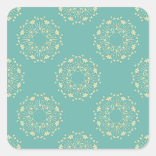 Adesivo Quadrado vinhetas de flores antigas